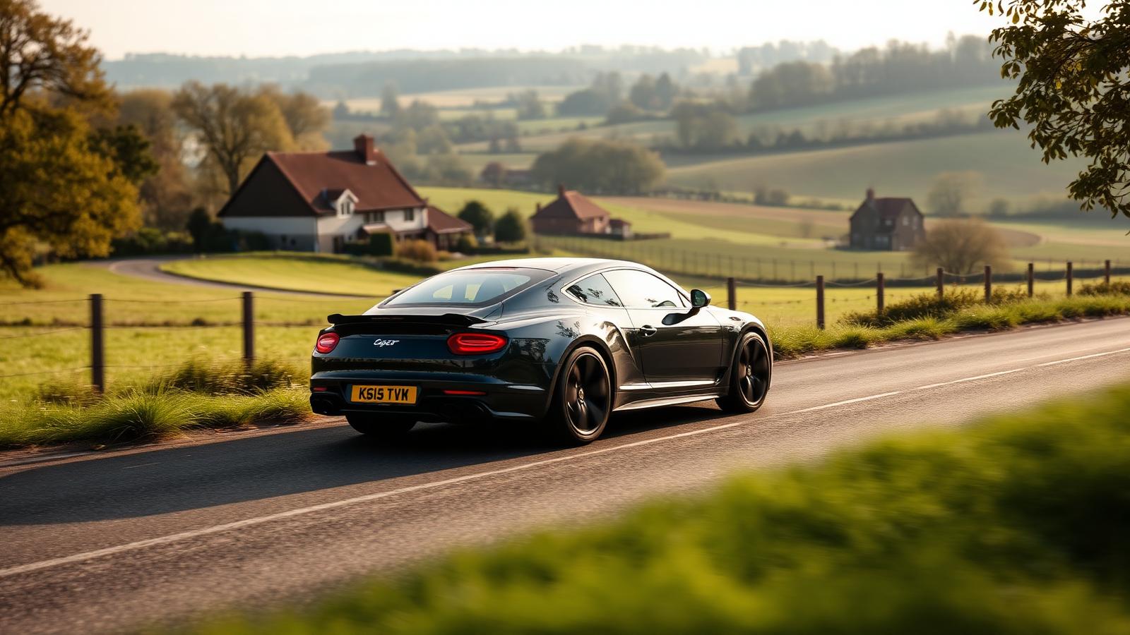 Premium car on a Kent country road with oast houses in the background