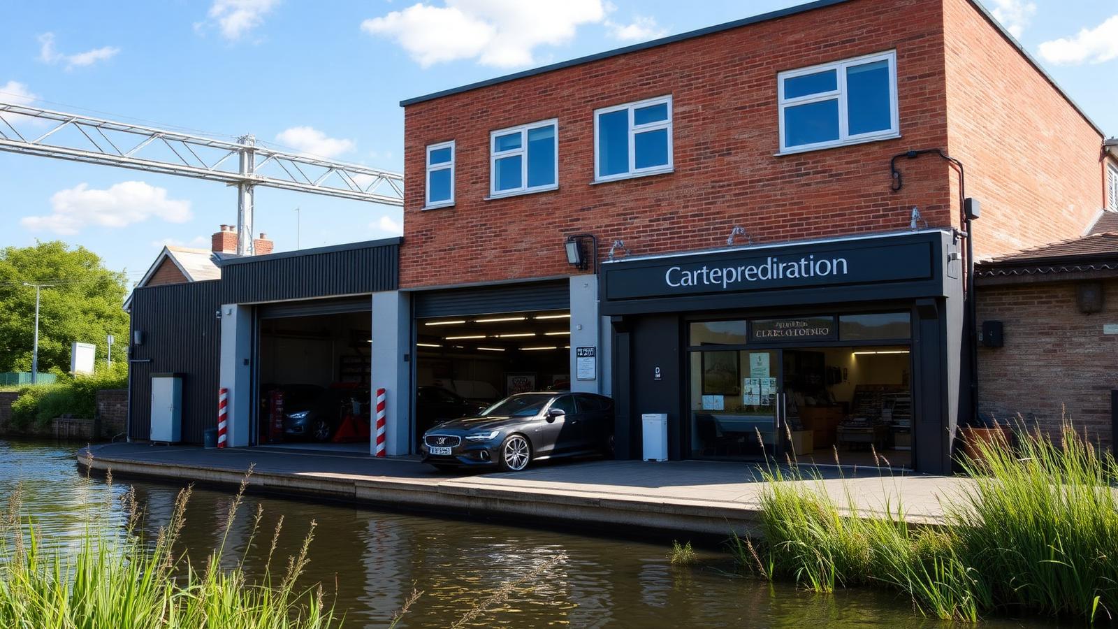 Car preparation workshop beside the River Medway in Maidstone