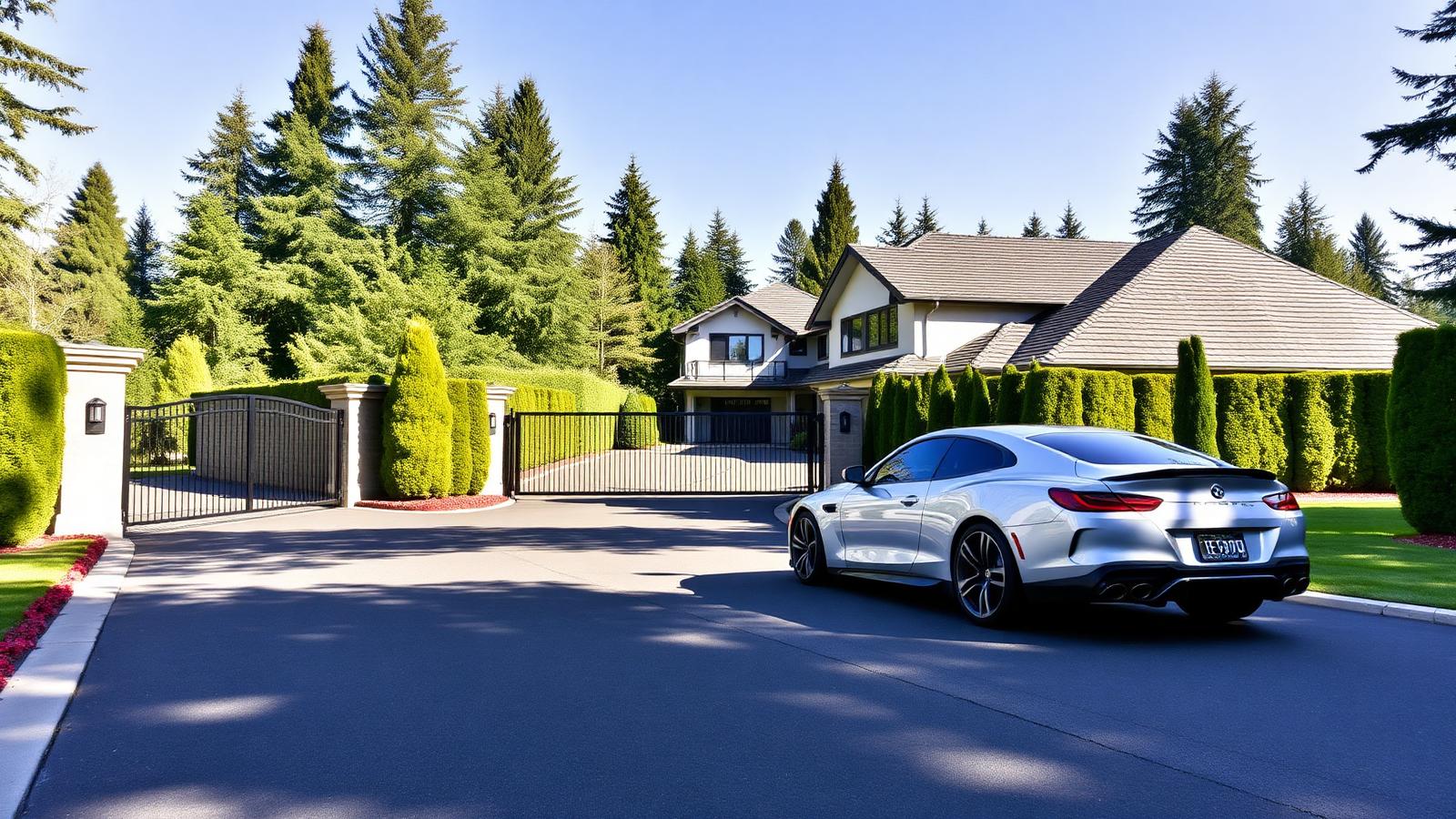 Sports car on a tree-lined Surrey lane