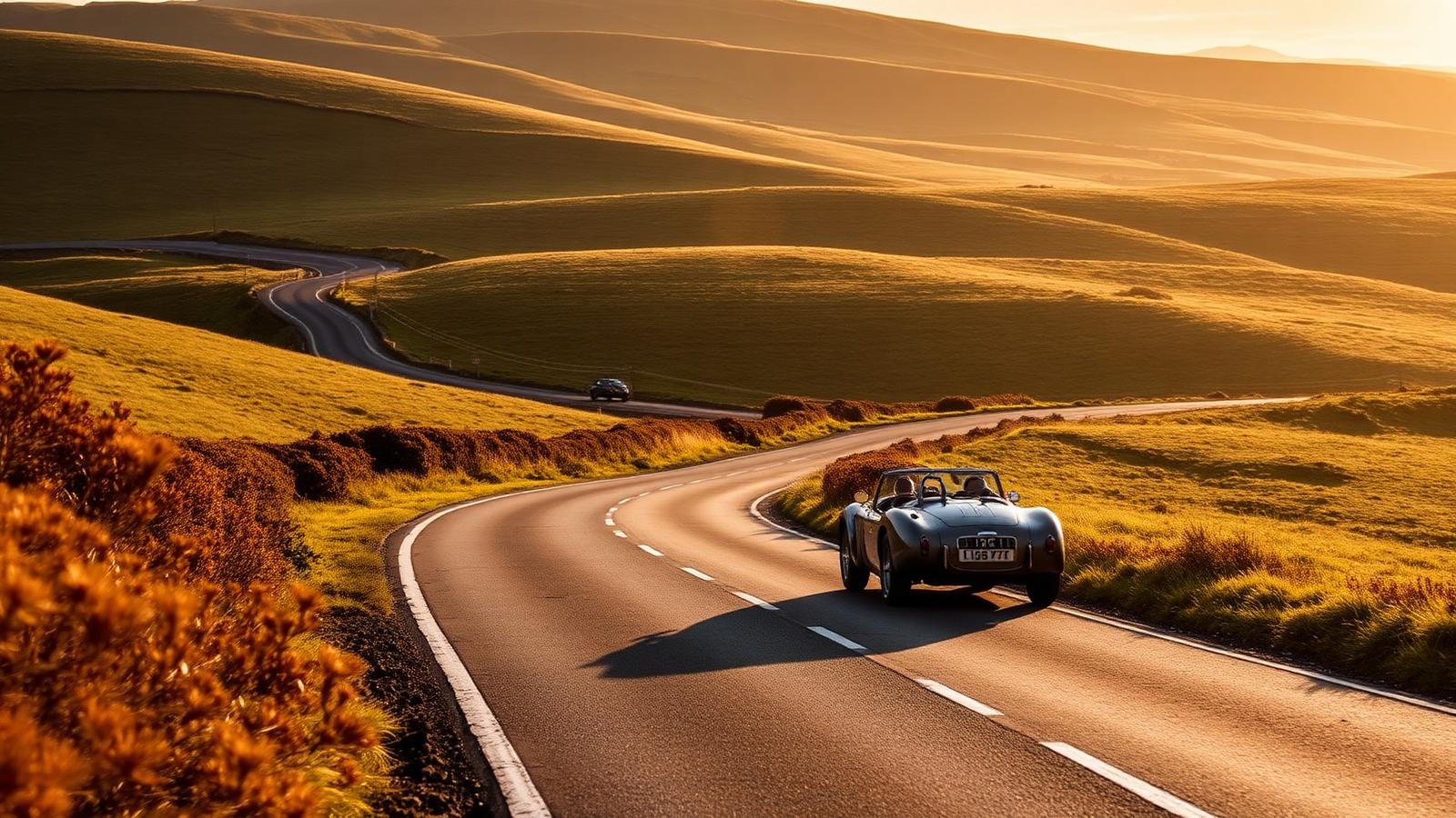 Convertible on the South Downs in Sussex